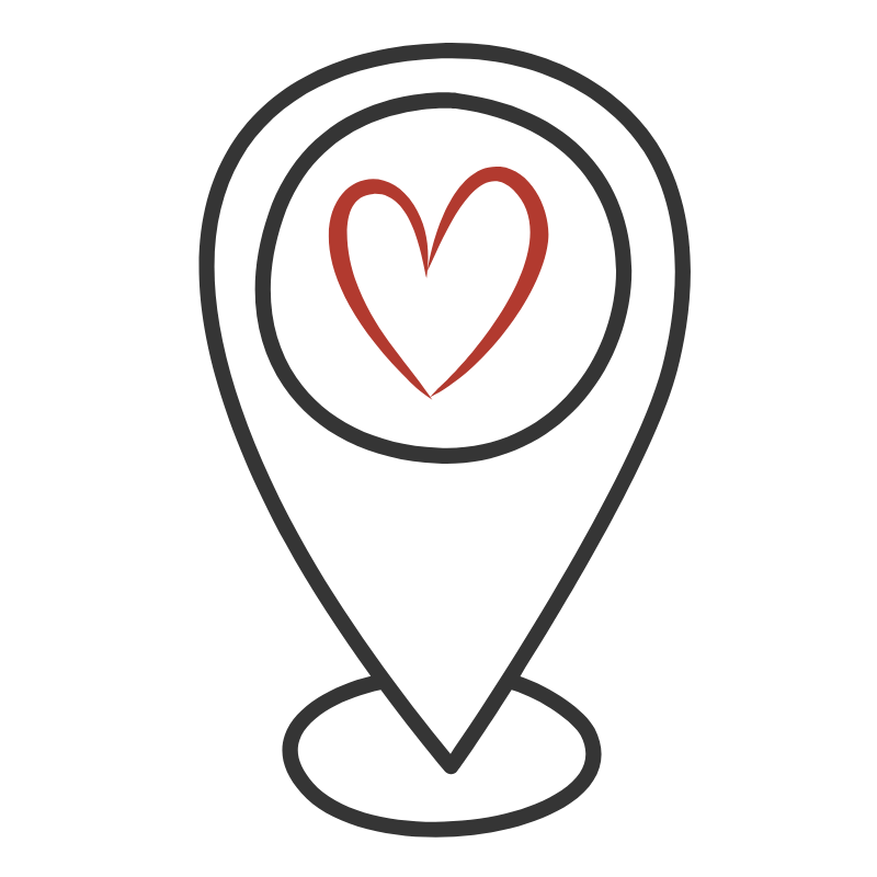 Location icon with a heart