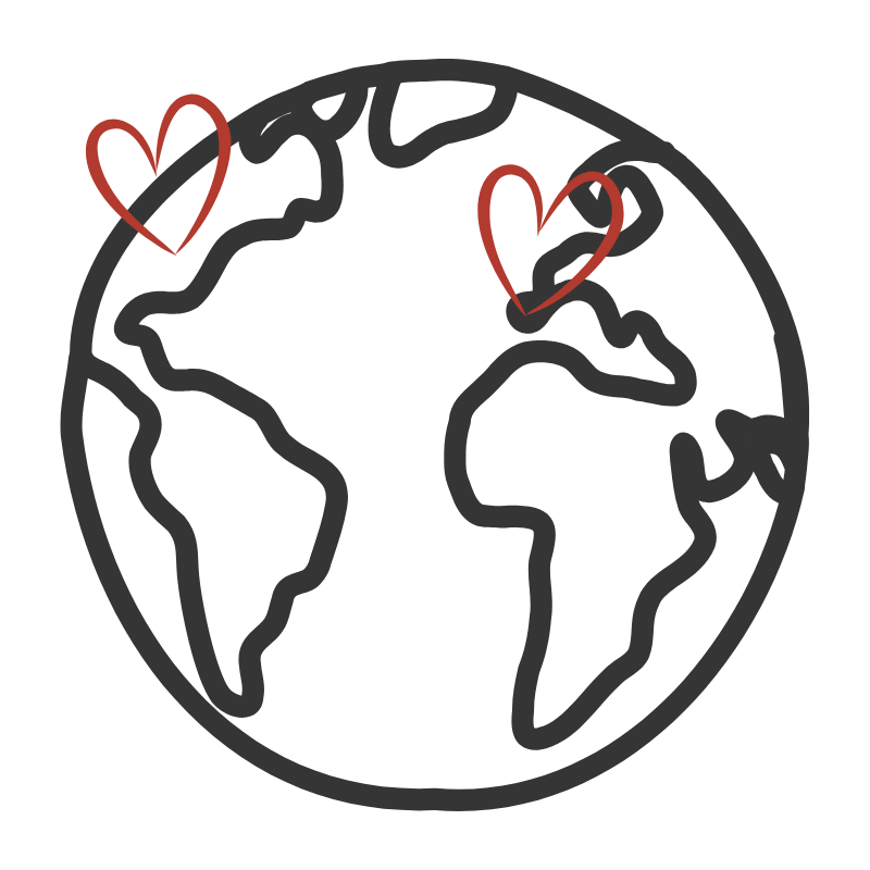 Icon of the world with two hearts