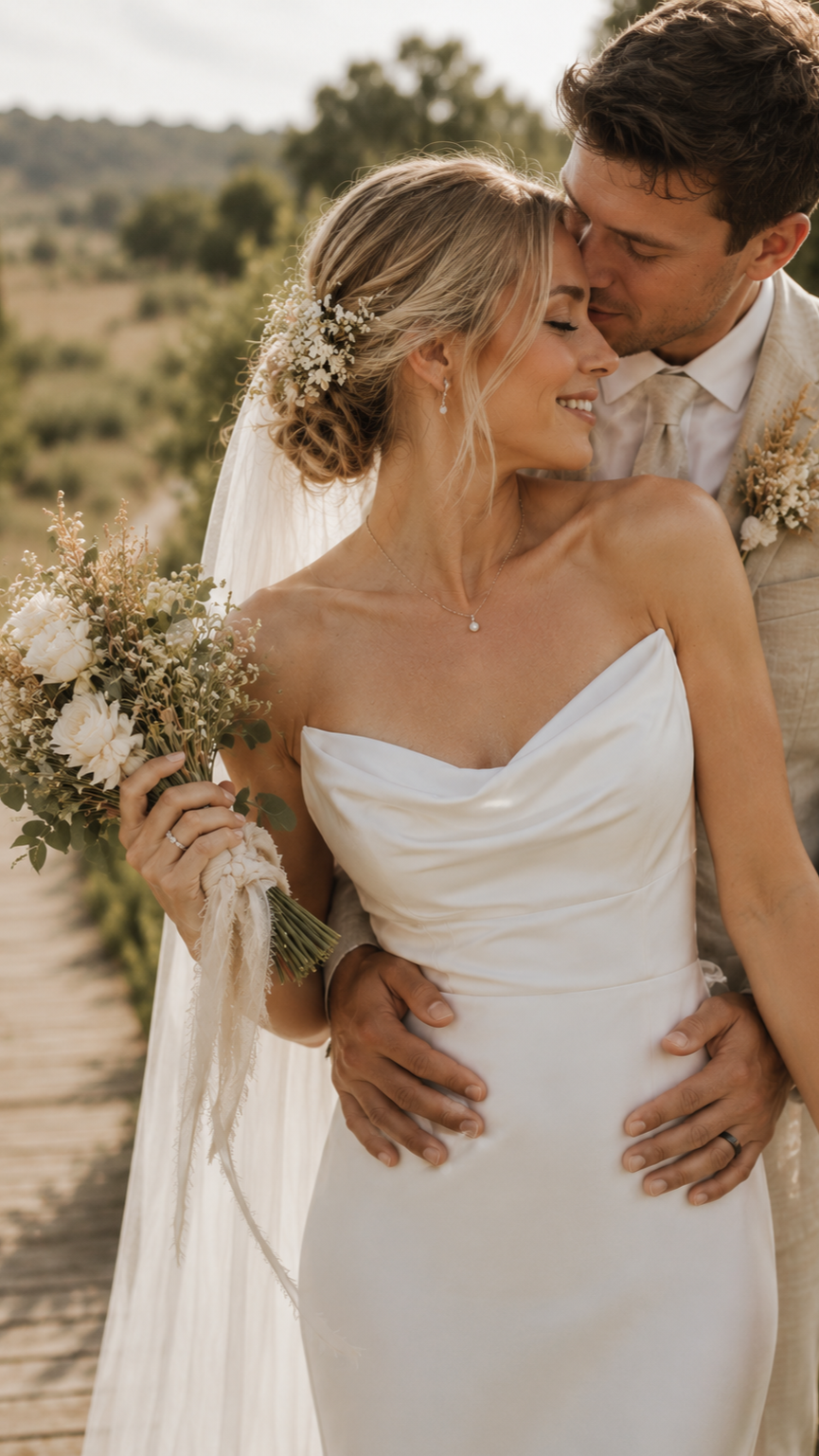 Photo of a couple just married in Spain