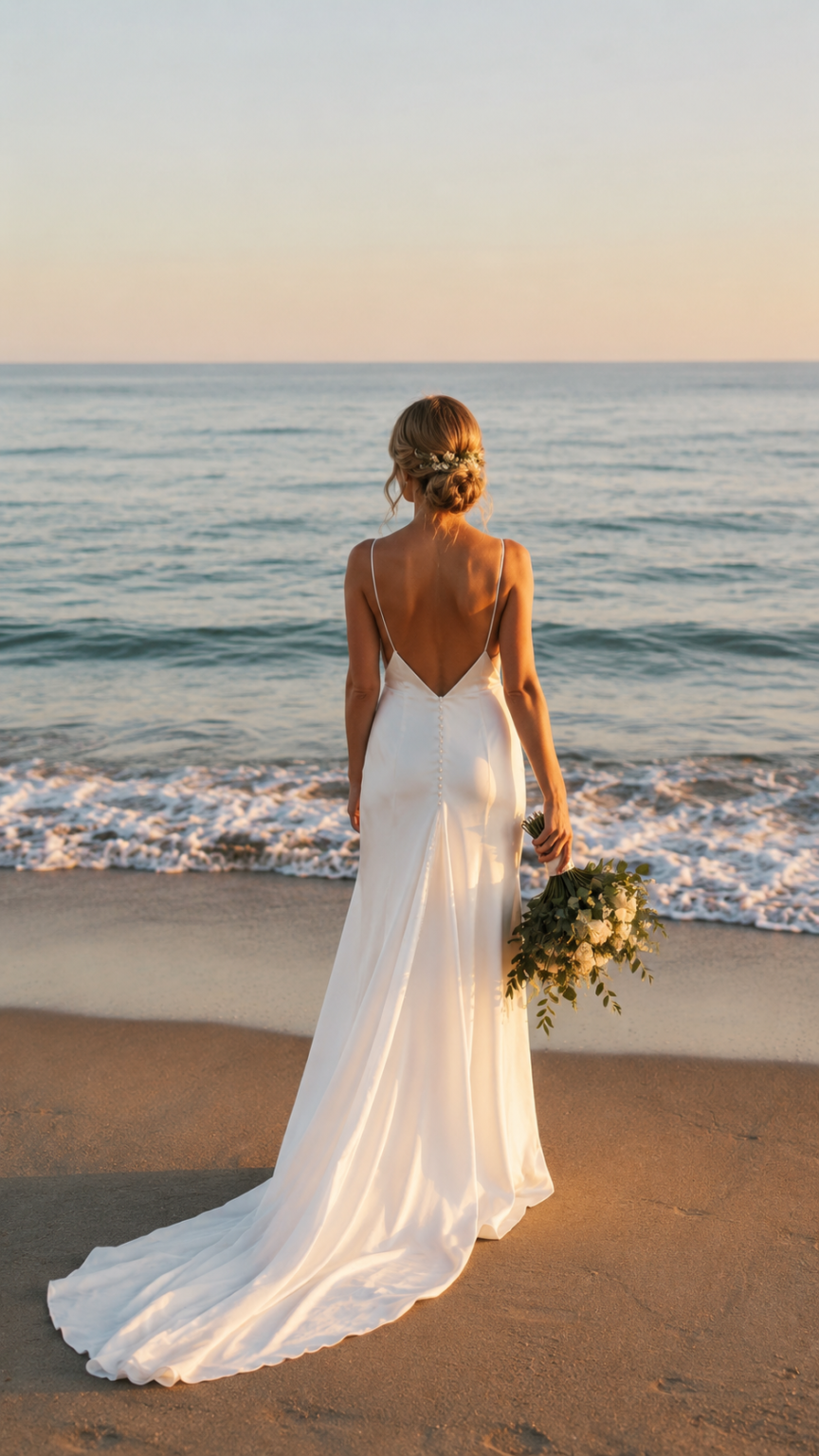 Bride on the beach in Spain