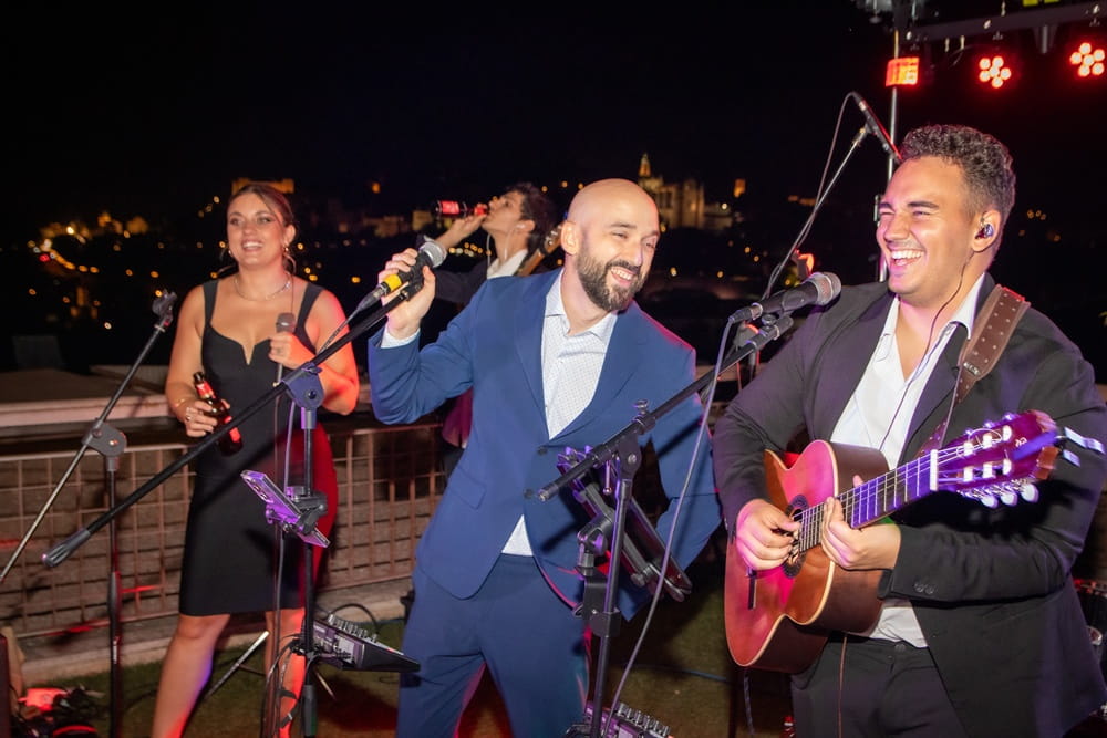 Band playing live music at a wedding in Spain